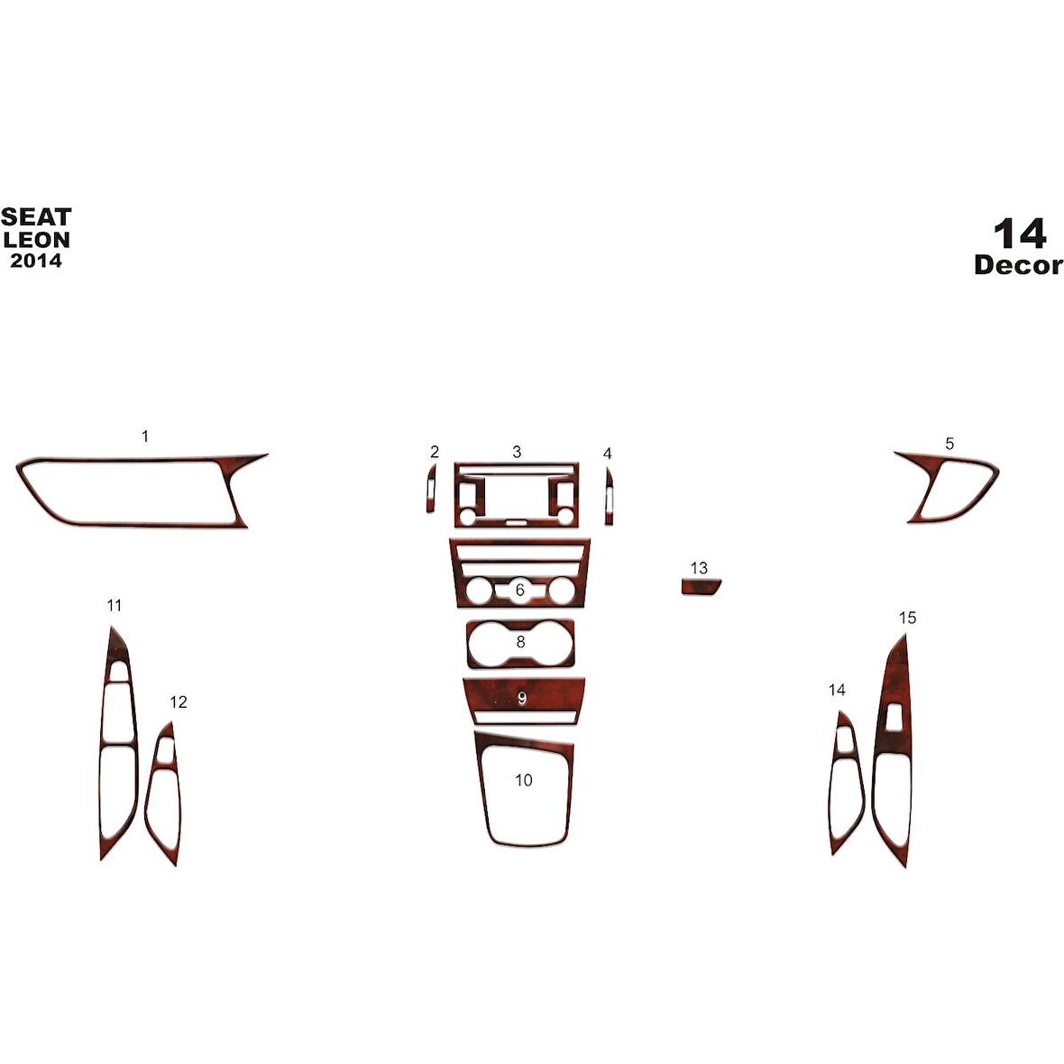 Meriç® Seat Leon Ön Torpido Kaplama 14 Parça 2014-›