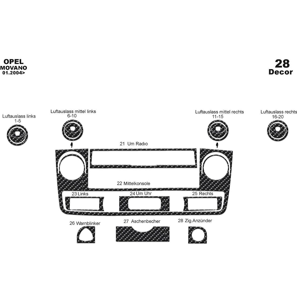 Meriç® Renault Master/Movano/Interstar Ön Torpido Kaplama 28 Parça 2004-2009