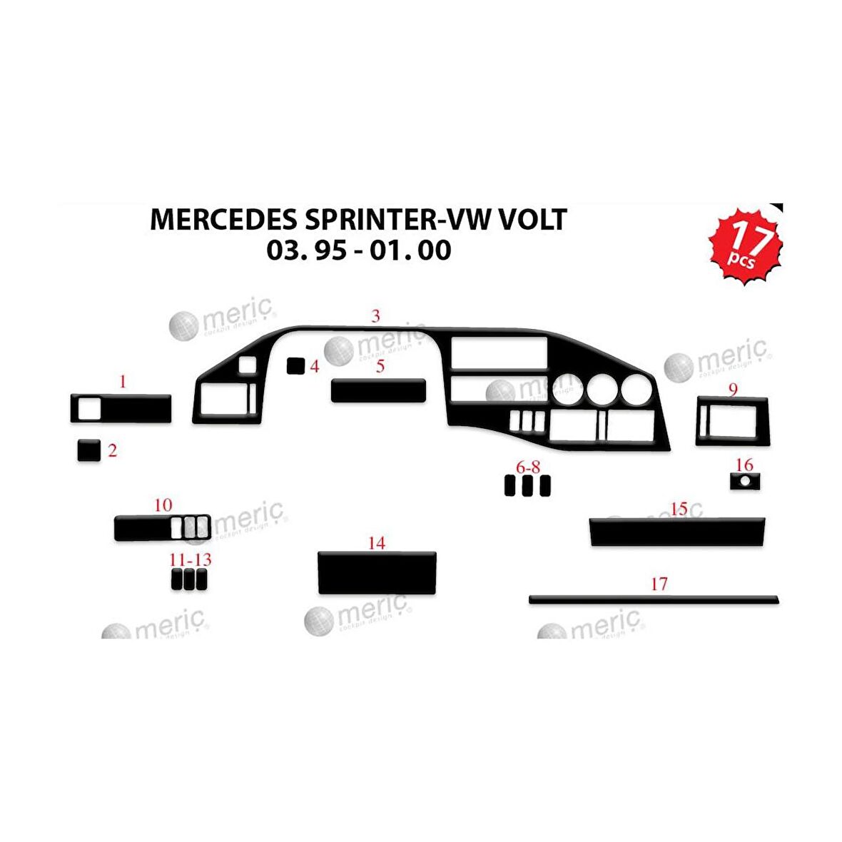 Meriç® Volkswagen Volt Crafter Ön Torpido Kaplama 17 Parça 1995-2006