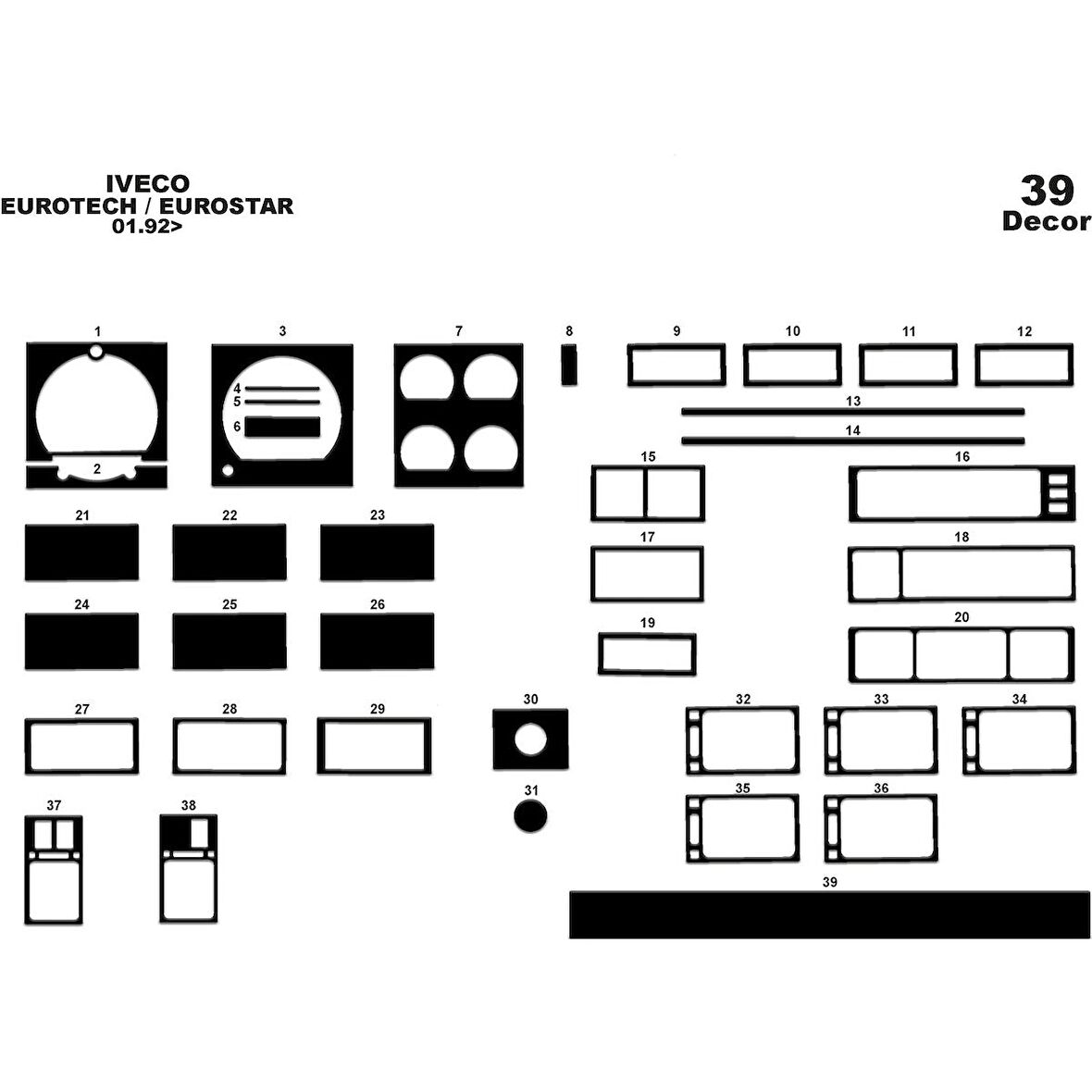 Meriç® Iveco Eurotech/Eurostar Ön Torpido Kaplama 39 Parça 1992-2000