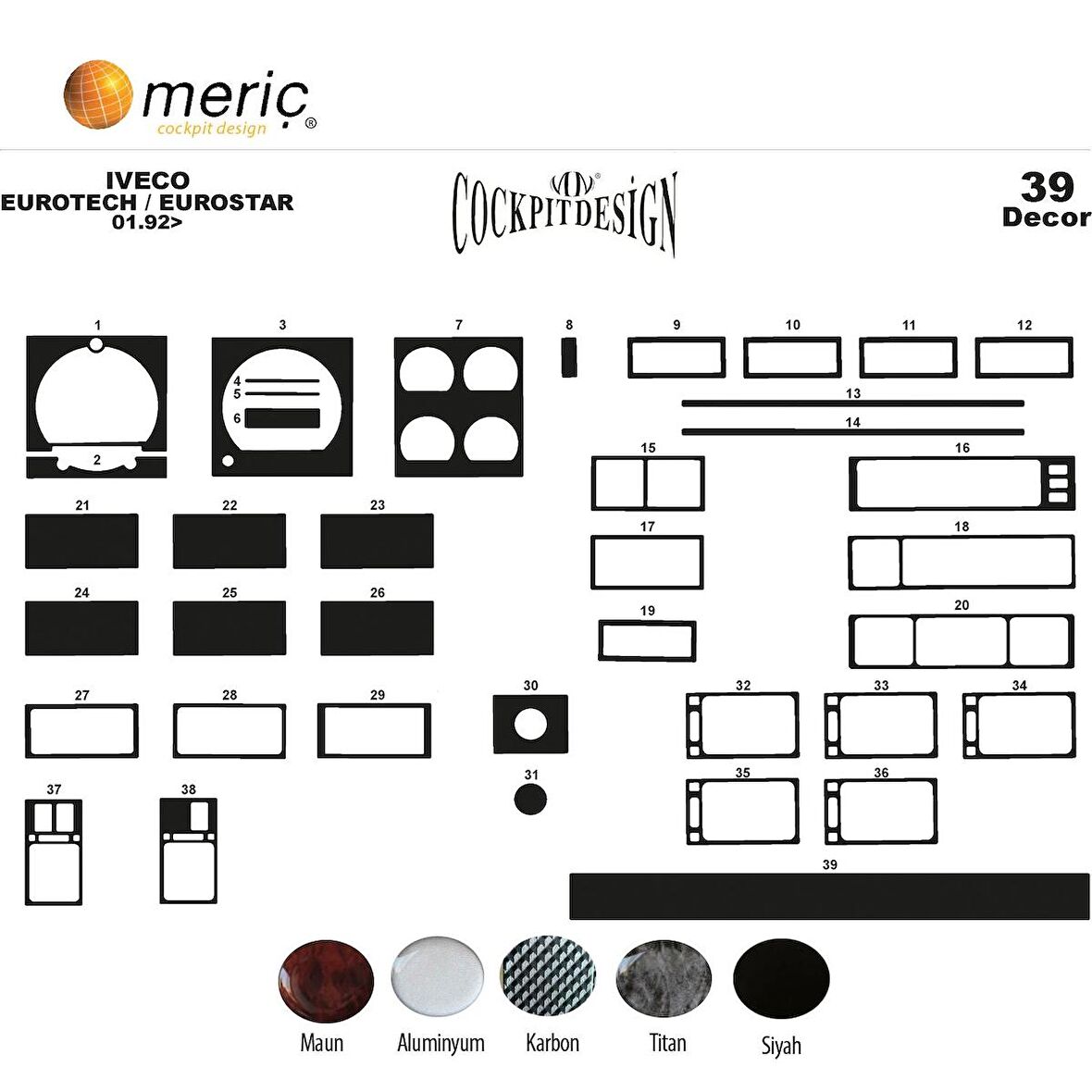 Meriç® Iveco Eurotech/Eurostar Ön Torpido Kaplama 39 Parça 1992-2000