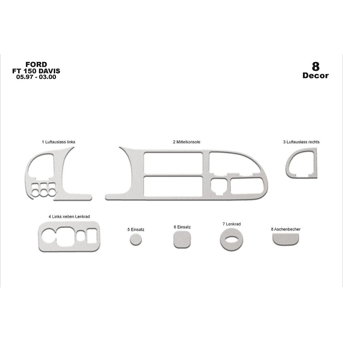 Meriç® Ford Transit Ön Torpido Kaplama 8 Parça 1997-2000