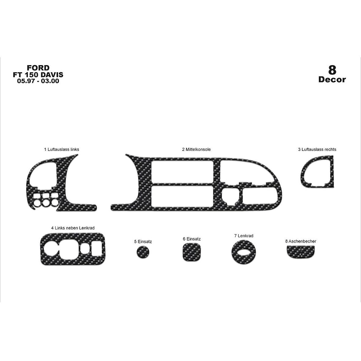 Meriç® Ford Transit Ön Torpido Kaplama 8 Parça 1997-2000