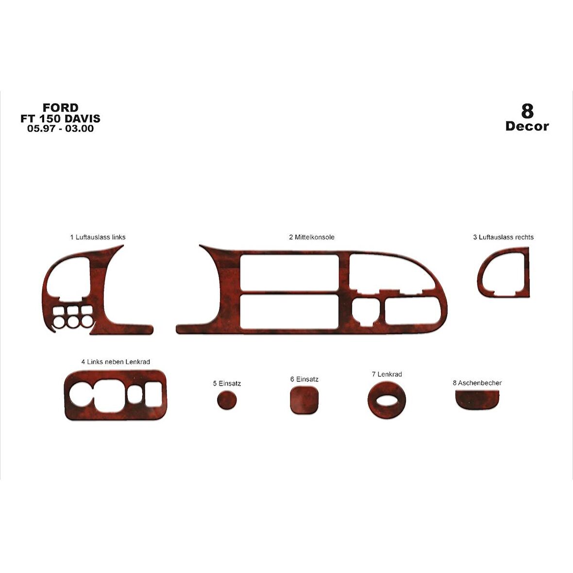 Meriç® Ford Transit Ön Torpido Kaplama 8 Parça 1997-2000
