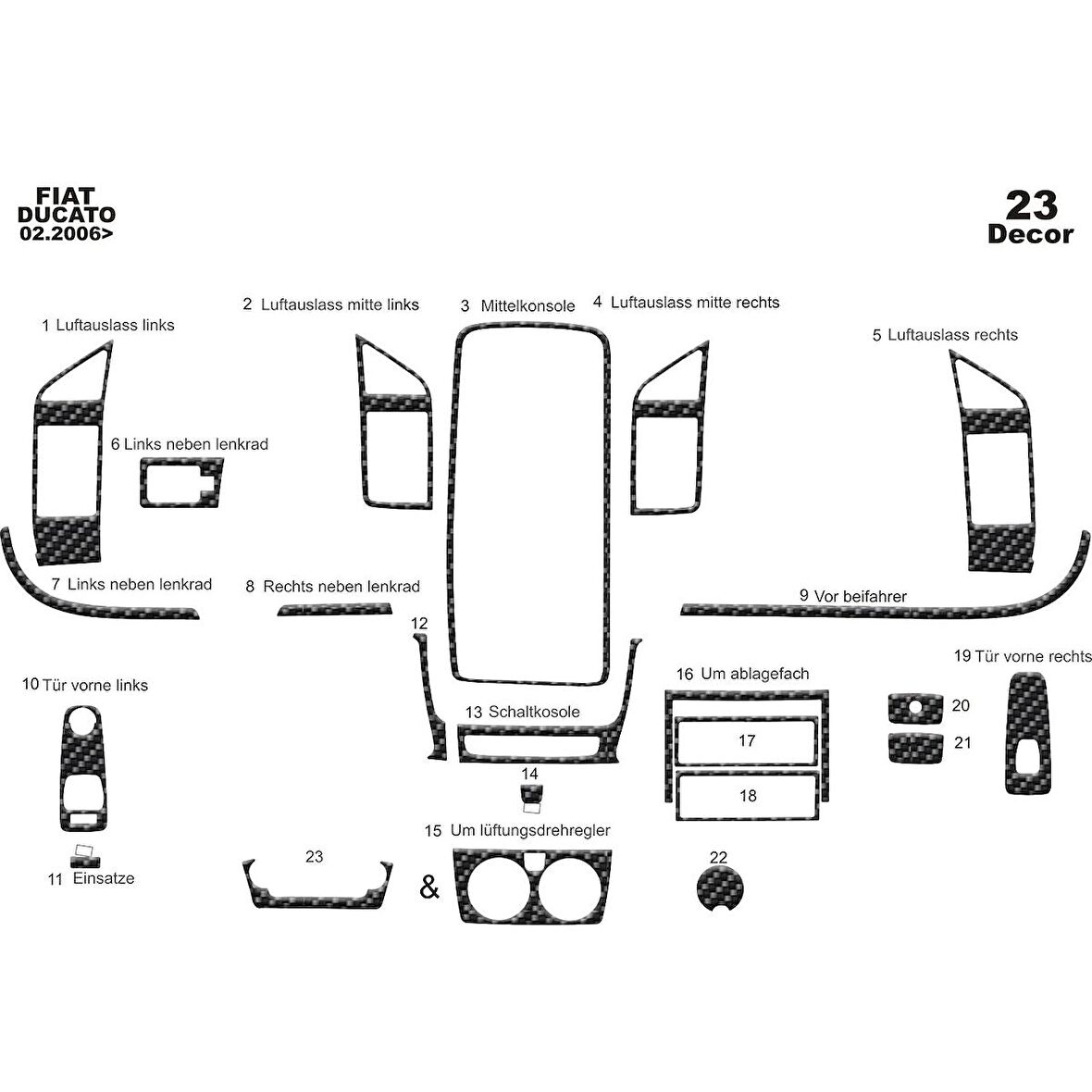 Meriç® Fiat Ducato/Jumper/Boxer Ön Torpido Kaplama 23 Parça 2006-2014