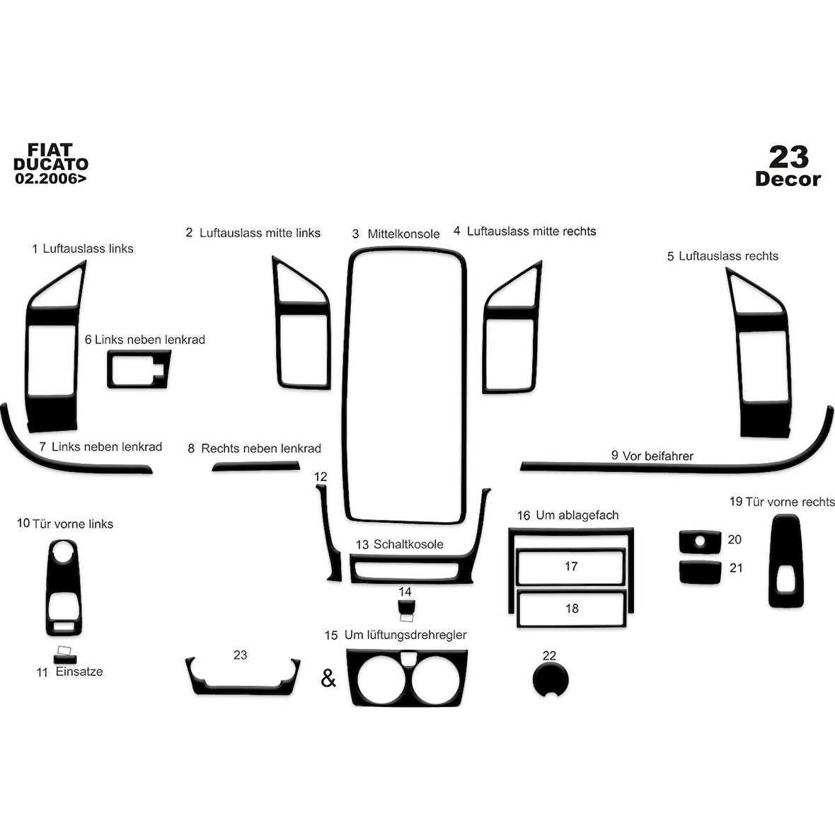 Meriç® Fiat Ducato/Jumper/Boxer Ön Torpido Kaplama 23 Parça 2006-2014