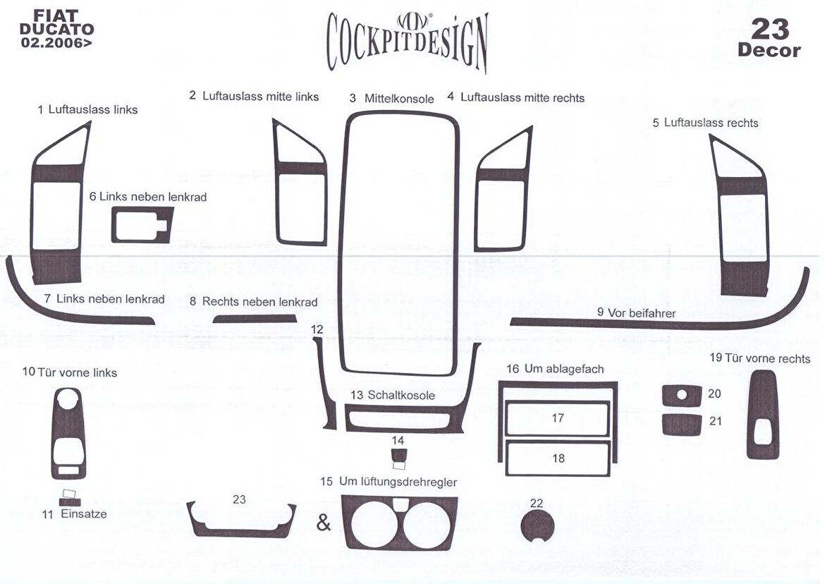 Meriç® Fiat Ducato/Jumper/Boxer Ön Torpido Kaplama 23 Parça 2006-2014