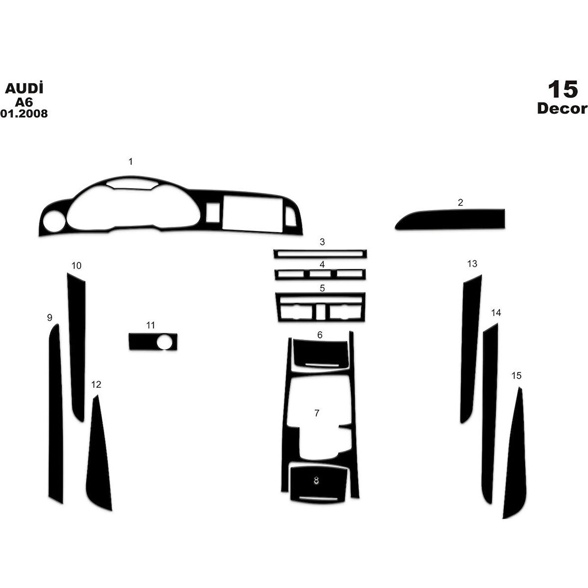Meriç® Audi A6 Ön Torpido Kaplama 15 Parça 2008-›