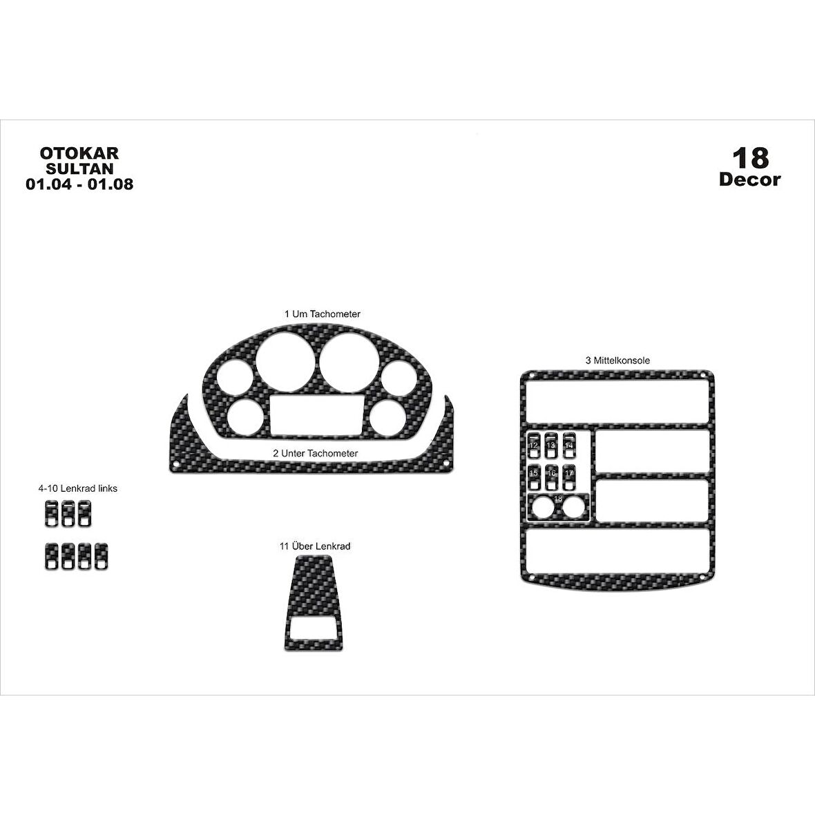 Meriç® Otokar Sultan Ön Torpido Kaplama 18 Parça 2004-2010