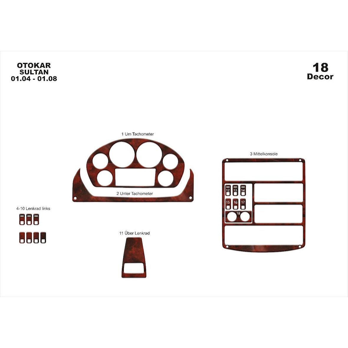 Meriç® Otokar Sultan Ön Torpido Kaplama 18 Parça 2004-2010