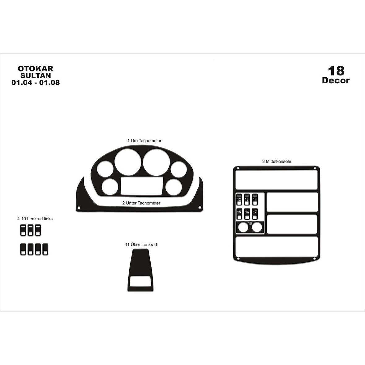 Meriç® Otokar Sultan Ön Torpido Kaplama 18 Parça 2004-2010