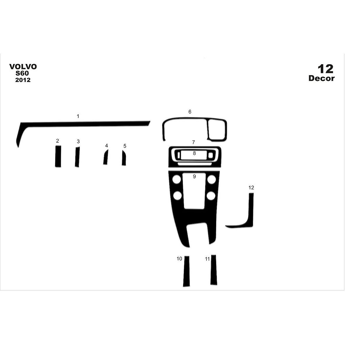 Meriç® Volvo S60 Ön Torpido Kaplama 12 Parça 2012-2016