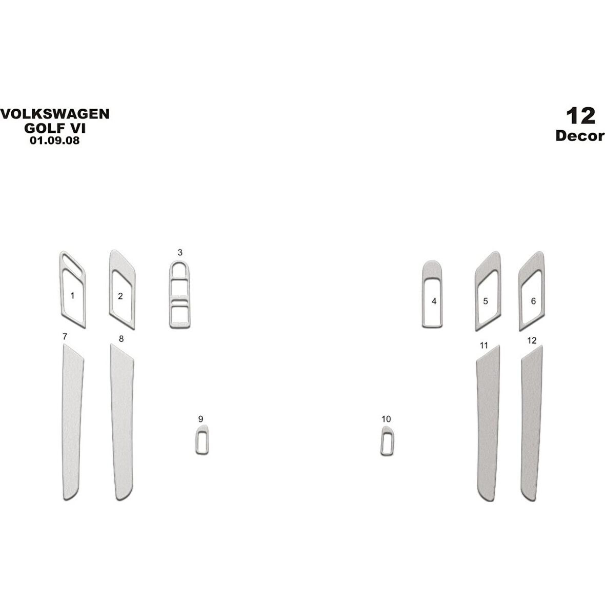 Meriç® Volkswagen Golf 6 Kapı Kaplama 12 Parça 2008-2016