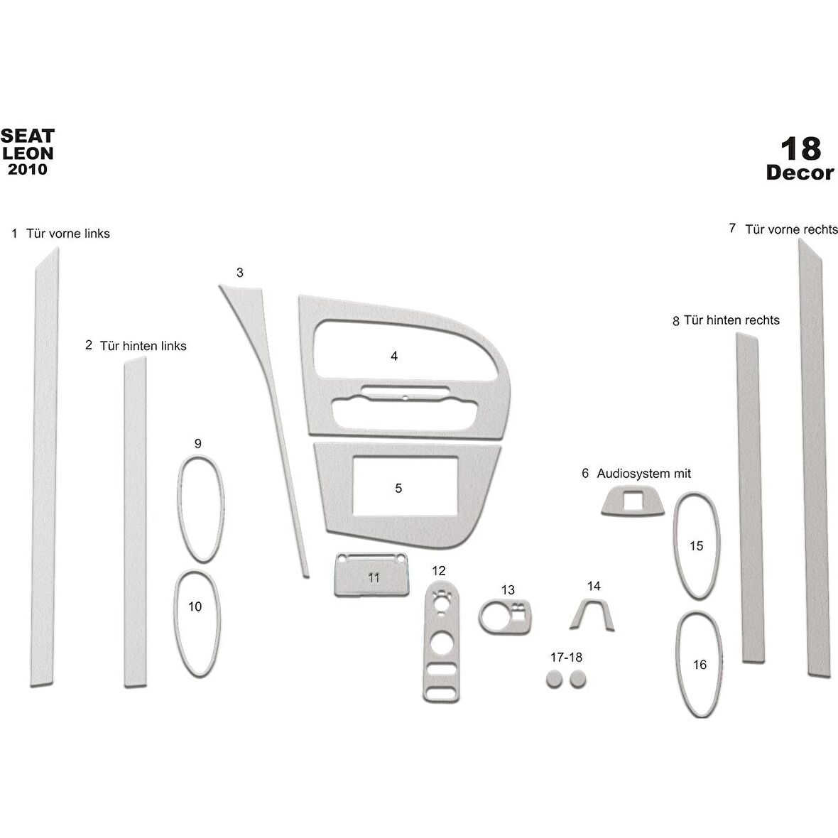 Meriç® Seat Leon Ön Torpido Kaplama 18 Parça 2010-2014