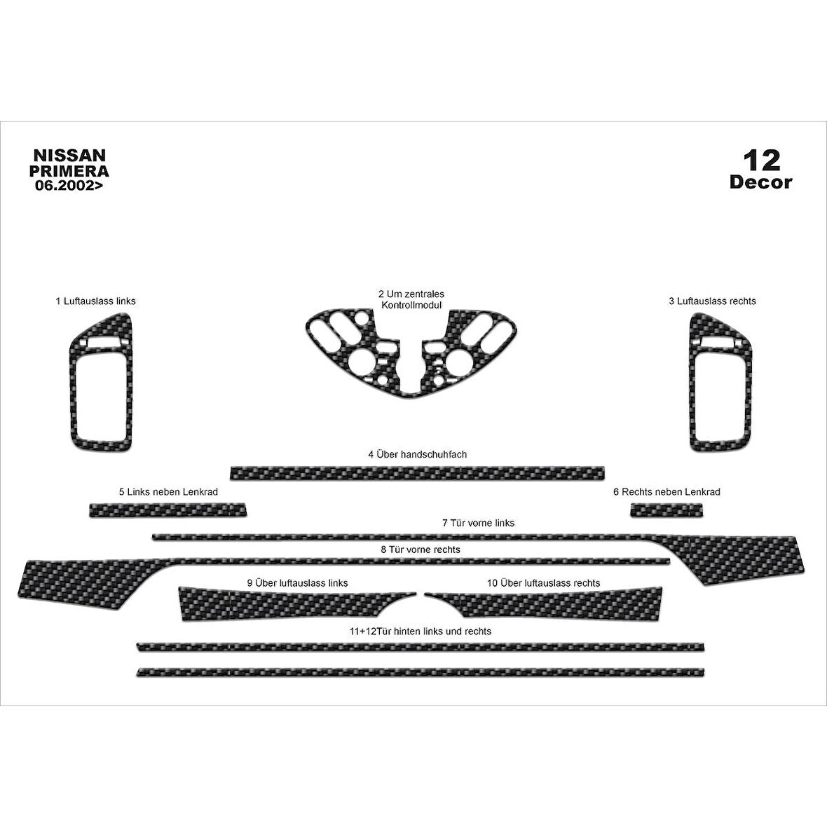 Meriç® Nissan Primera Ön Torpido Kaplama 12 Parça 2002-2006