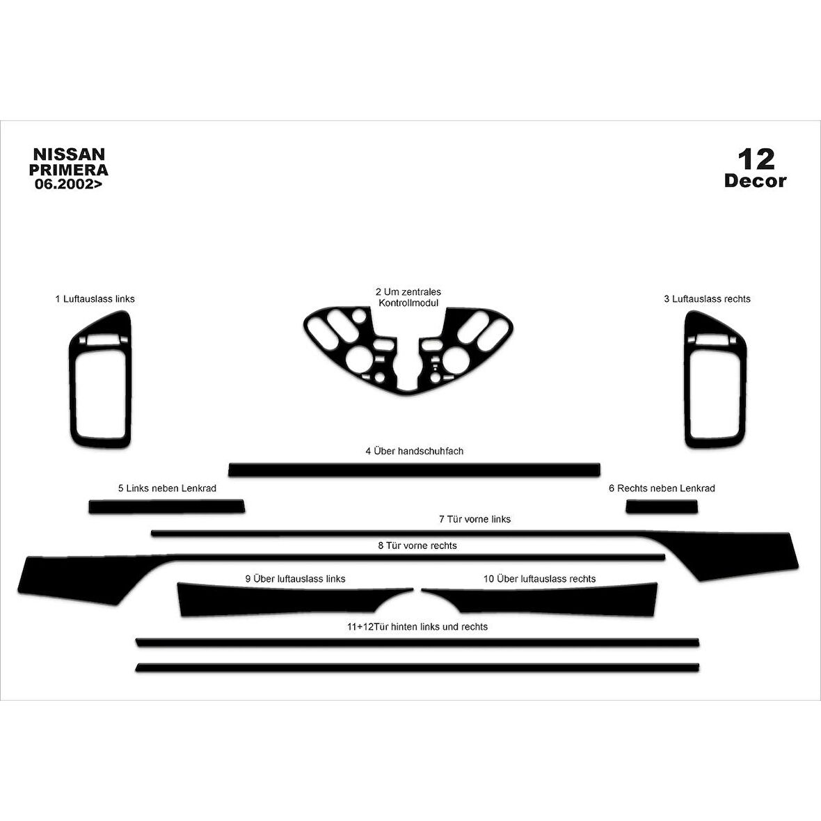 Meriç® Nissan Primera Ön Torpido Kaplama 12 Parça 2002-2006