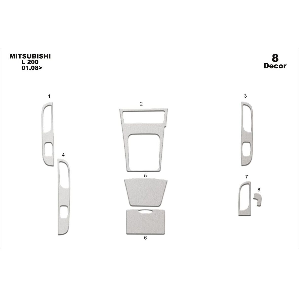 Meriç® Mitsubishi L200 Ön Torpido Kaplama 8 Parça 2009-2014