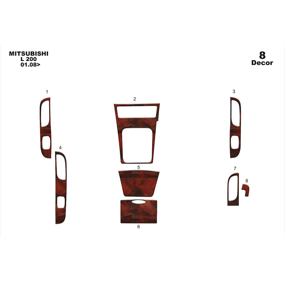 Meriç® Mitsubishi L200 Ön Torpido Kaplama 8 Parça 2009-2014