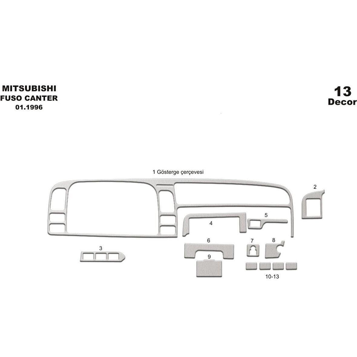 Meriç® Mitsubishi Fuso Canter Ön Torpido Kaplama 13 Parça 1996-2004