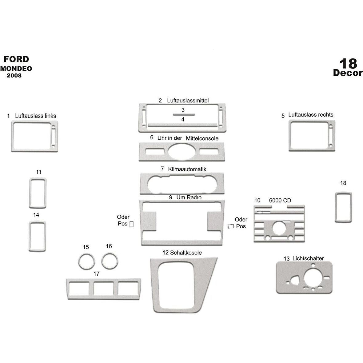 Meriç® Ford Mondeo Ön Torpido Kaplama 18 Parça 2008-2011