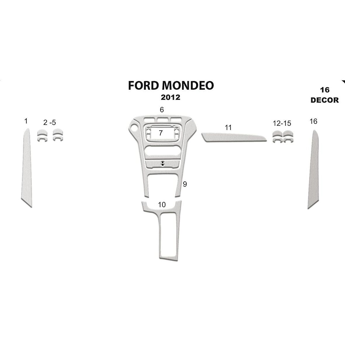 Meriç® Ford Mondeo Ön Torpido Kaplama 16 Parça 2012-2016
