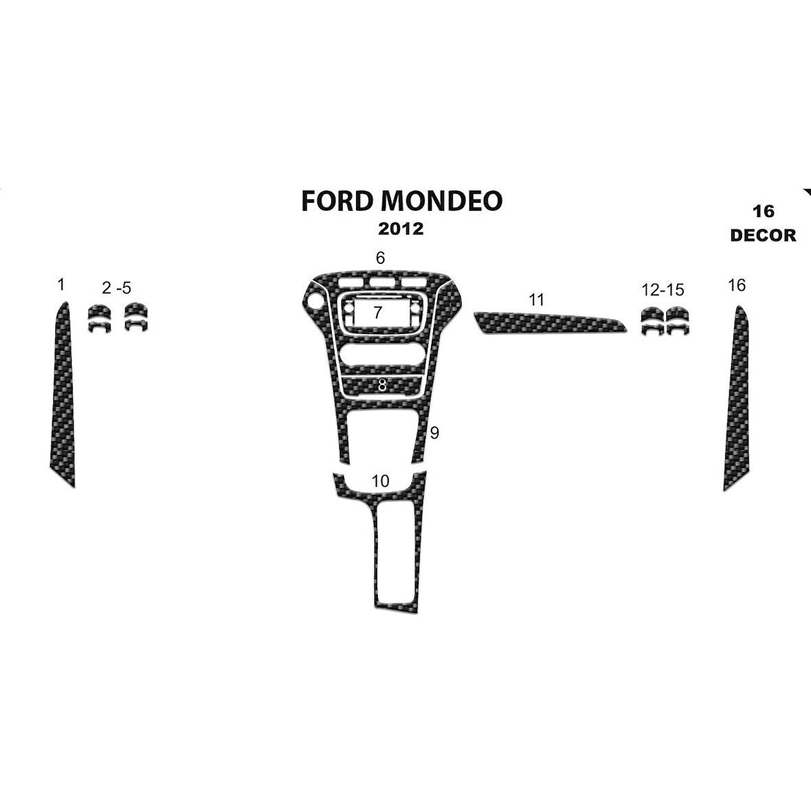 Meriç® Ford Mondeo Ön Torpido Kaplama 16 Parça 2012-2016