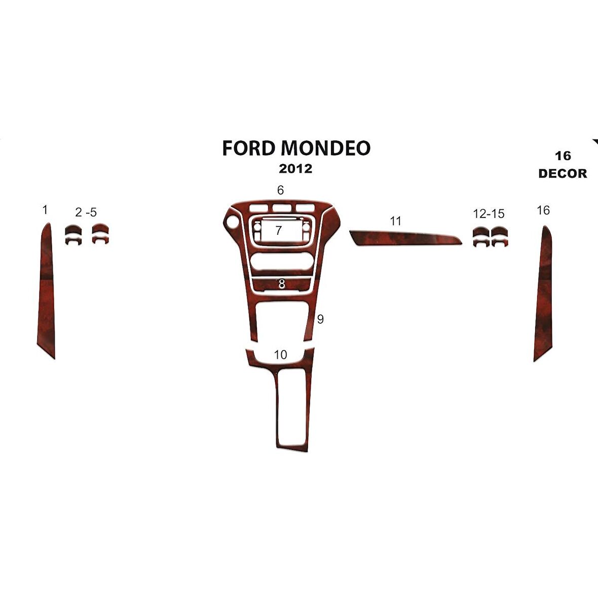 Meriç® Ford Mondeo Ön Torpido Kaplama 16 Parça 2012-2016