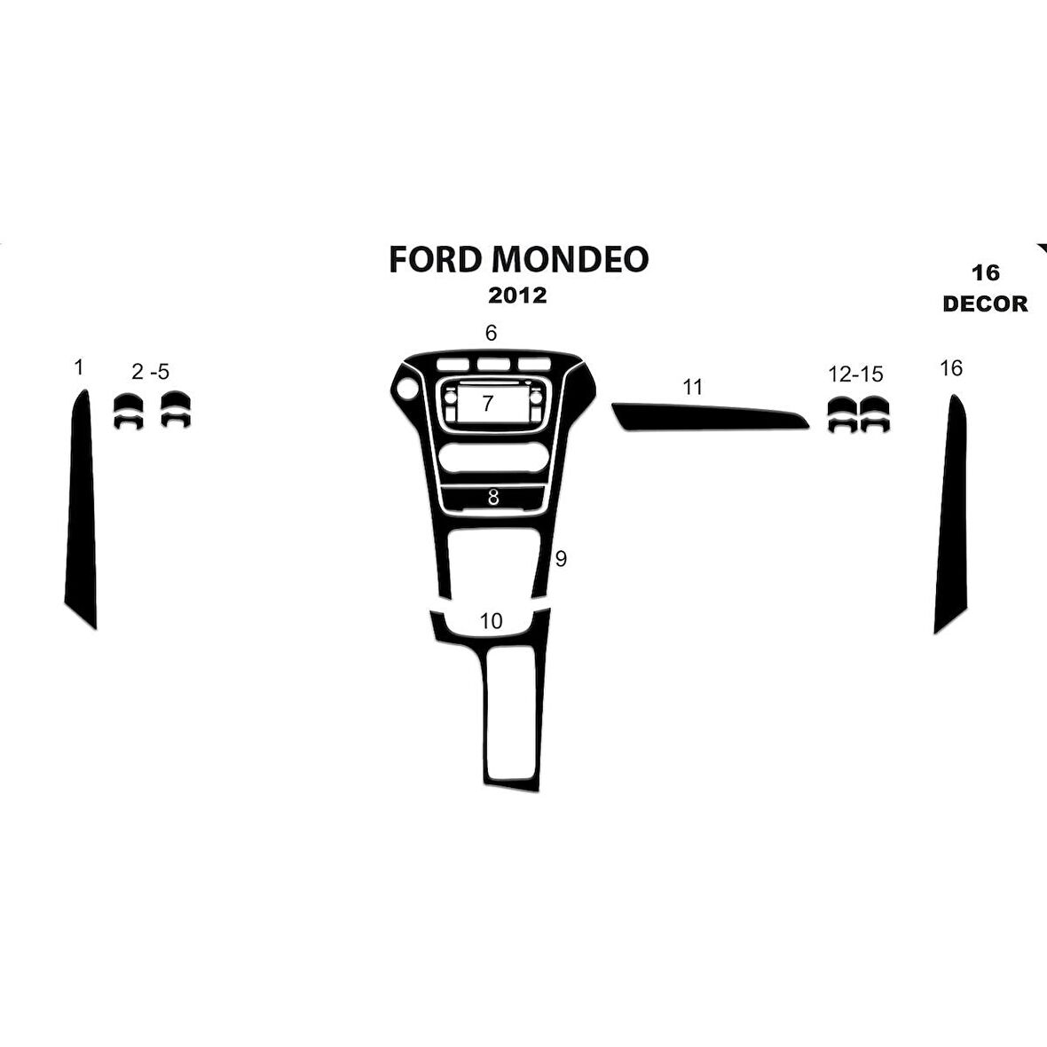 Meriç® Ford Mondeo Ön Torpido Kaplama 16 Parça 2012-2016