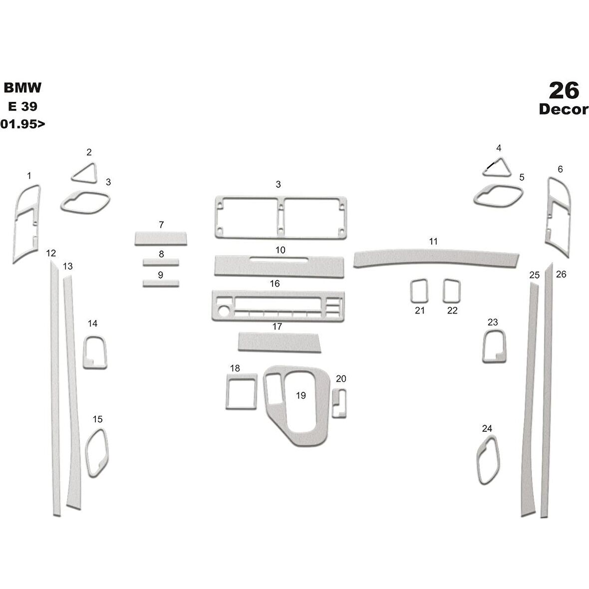 Meriç® Bmw 5 Seri E39 Ön Torpido Kaplama 26 Parça 1995-2003