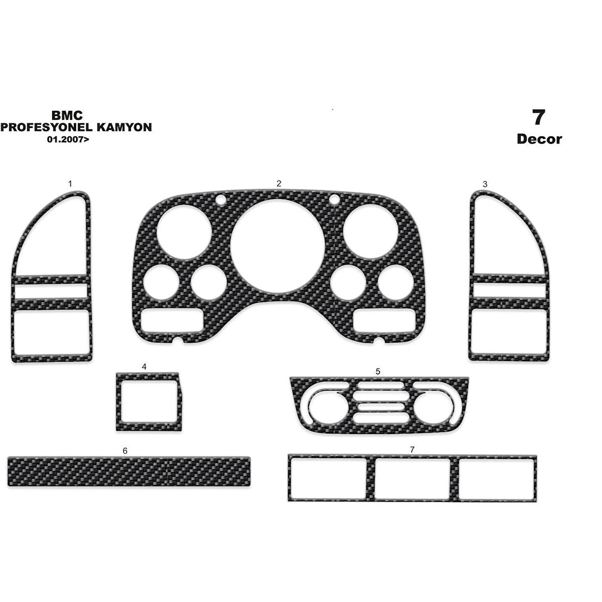 Meriç® Bmc Profesyonel Ön Torpido Kaplama 7 Parça 2007-›