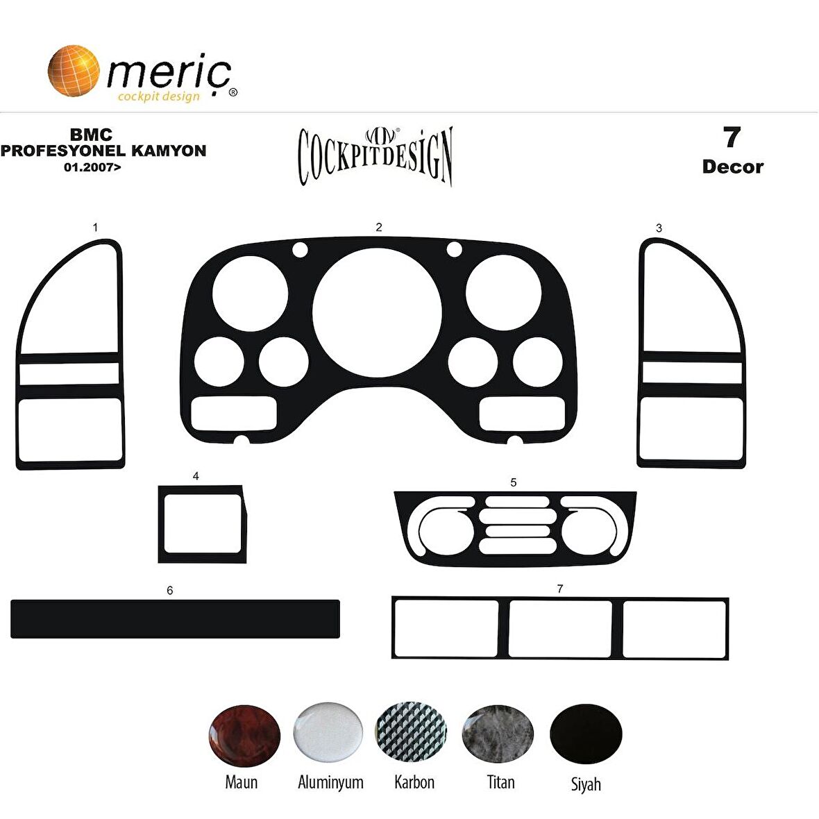 Meriç® Bmc Profesyonel Ön Torpido Kaplama 7 Parça 2007-›