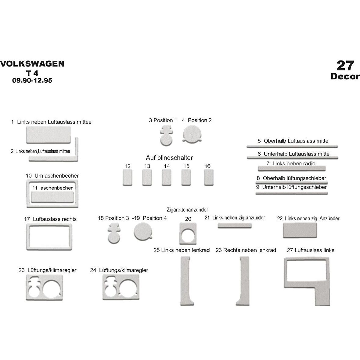 Meriç® VW Transporter T4 Maun Kaplama 27 Parça 1990-1995