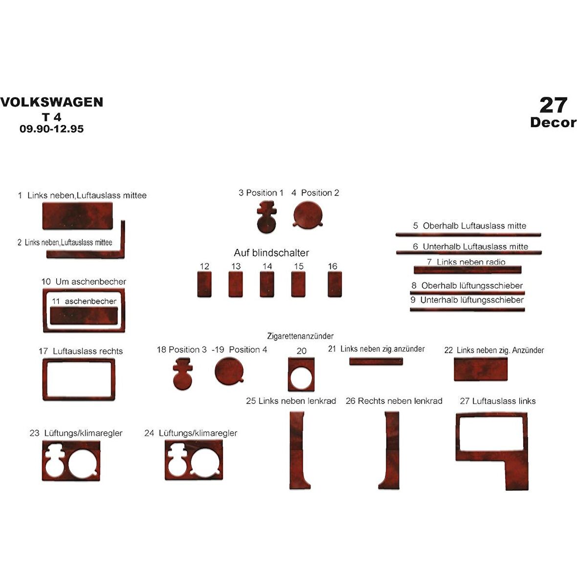 Meriç® VW Transporter T4 Maun Kaplama 27 Parça 1990-1995