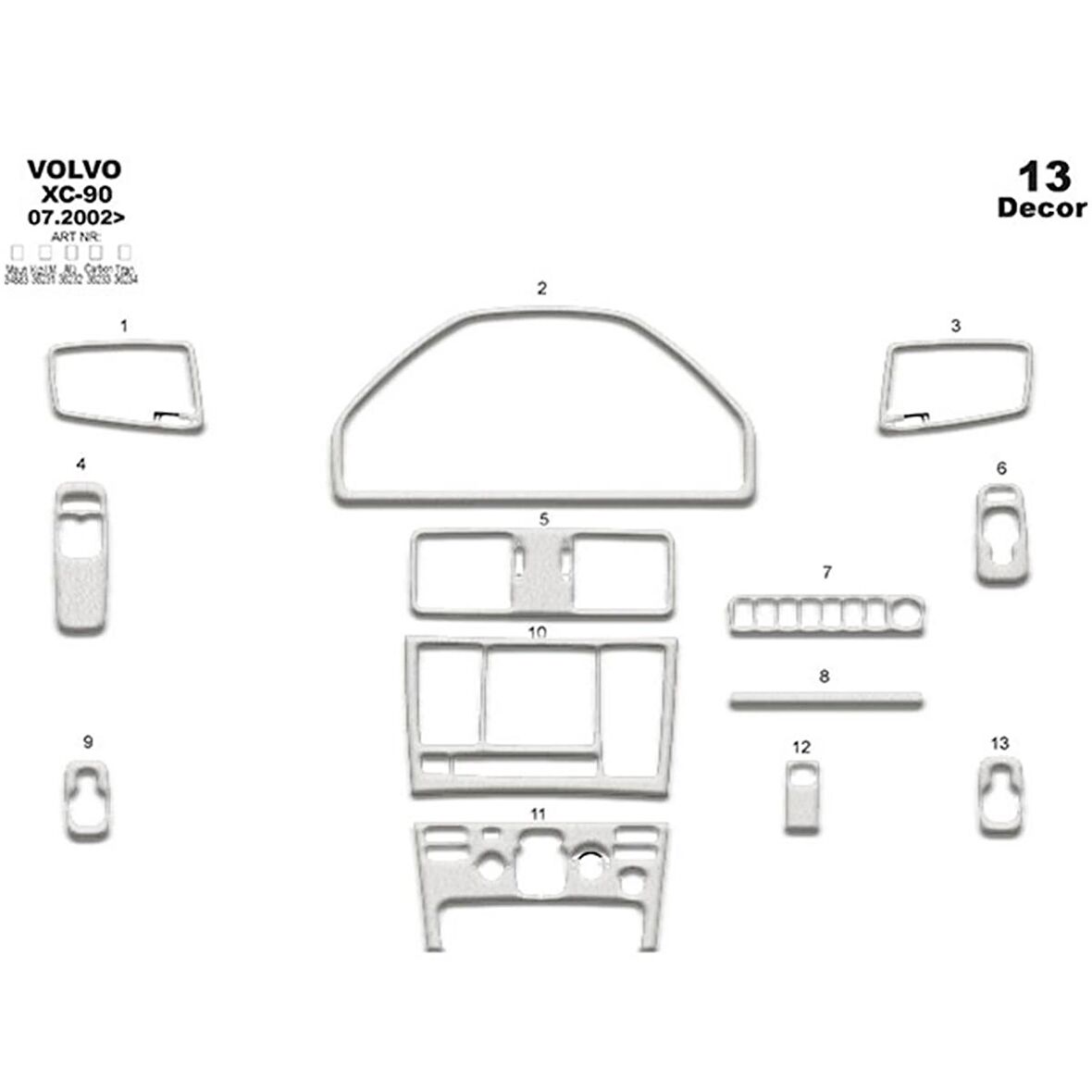 Meriç® Volvo Xc 90 Ön Torpido Kaplama 13 Parça 2002-2009