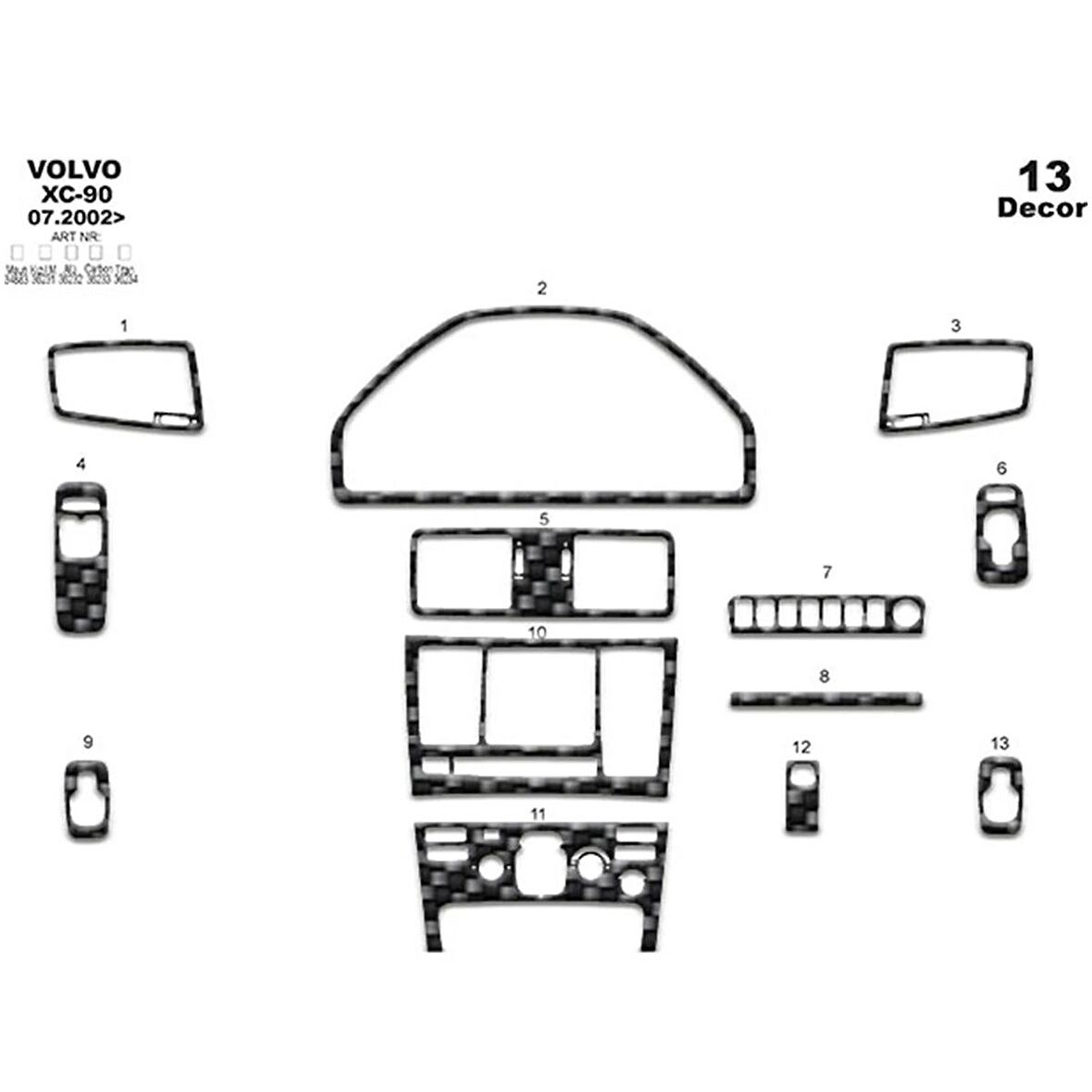 Meriç® Volvo Xc 90 Ön Torpido Kaplama 13 Parça 2002-2009