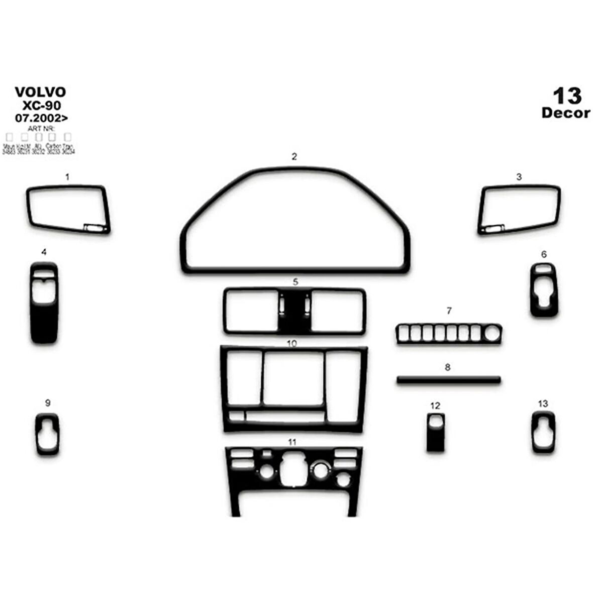 Meriç® Volvo Xc 90 Ön Torpido Kaplama 13 Parça 2002-2009
