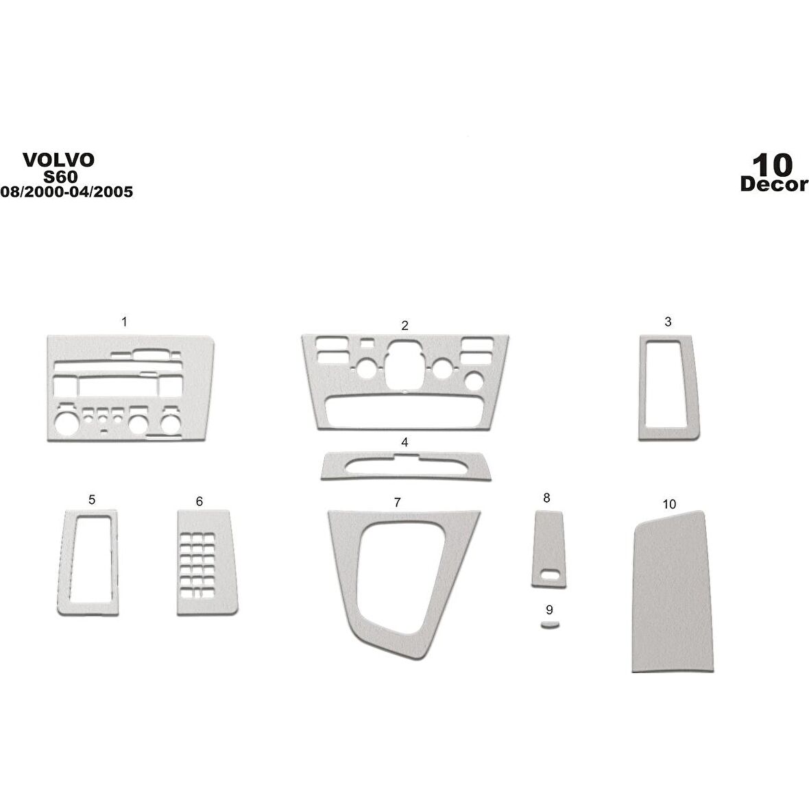 Meriç® Volvo S60 Ön Torpido Kaplama 10 Parça 2000-2005
