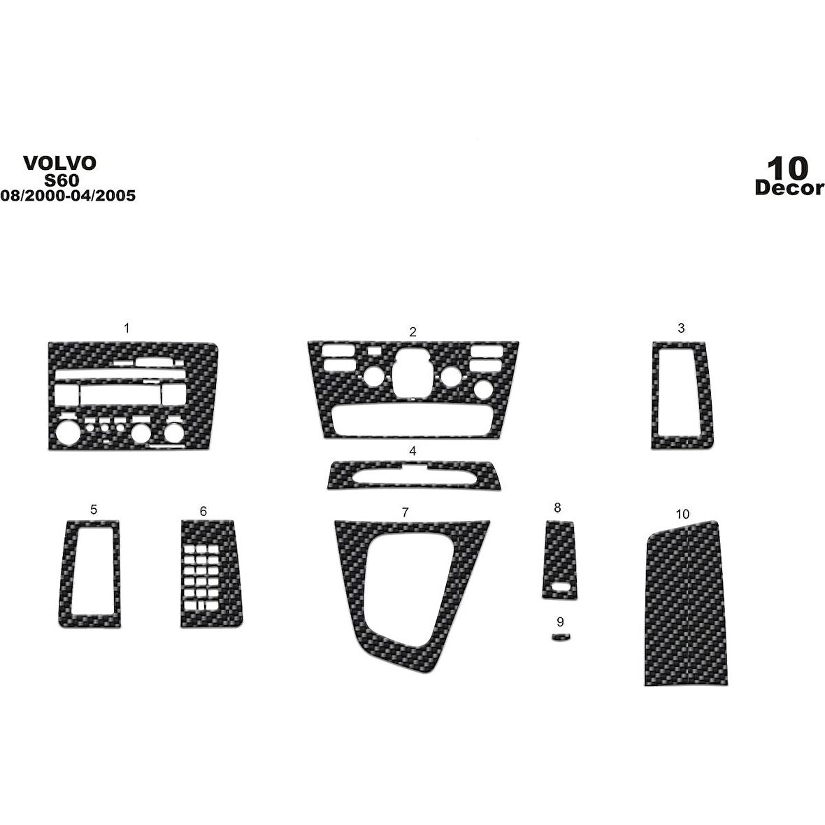 Meriç® Volvo S60 Ön Torpido Kaplama 10 Parça 2000-2005