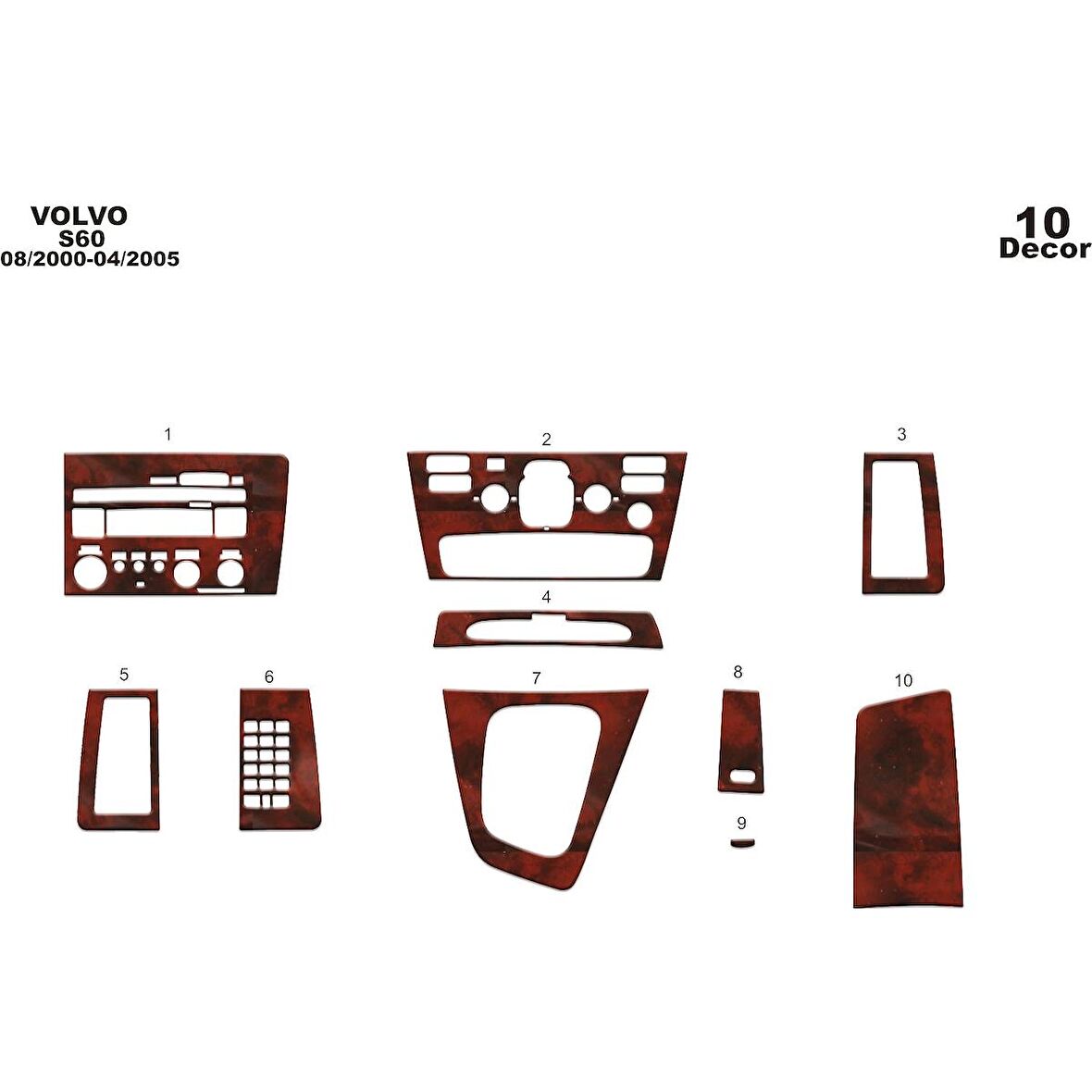 Meriç® Volvo S60 Ön Torpido Kaplama 10 Parça 2000-2005