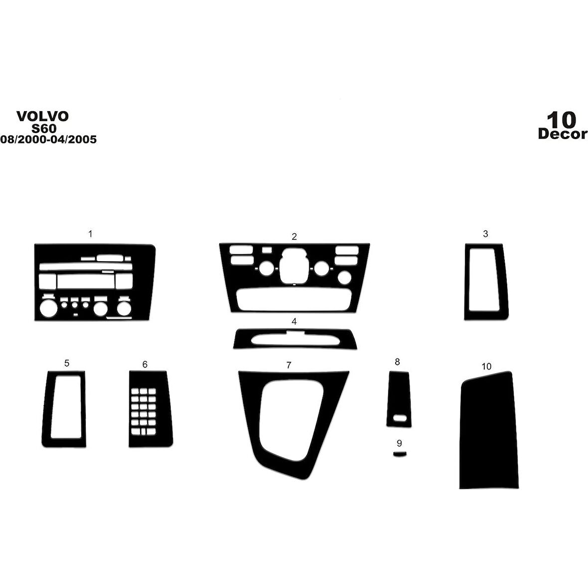 Meriç® Volvo S60 Ön Torpido Kaplama 10 Parça 2000-2005