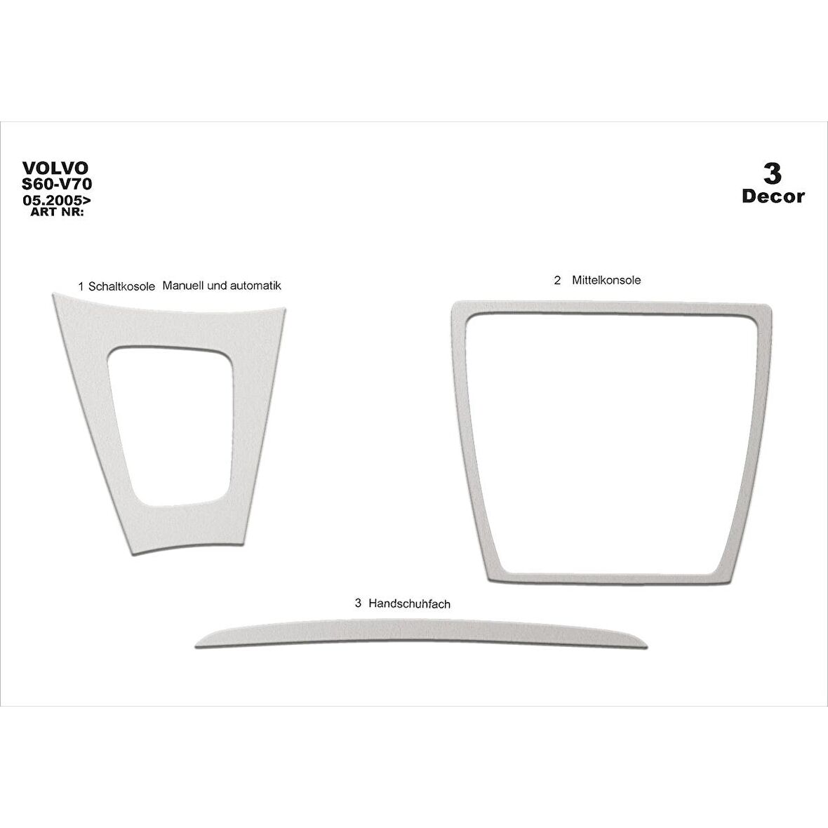 Meriç® Volvo S60 / V70 Ön Torpido Kaplama 3 Parça 2005-2009