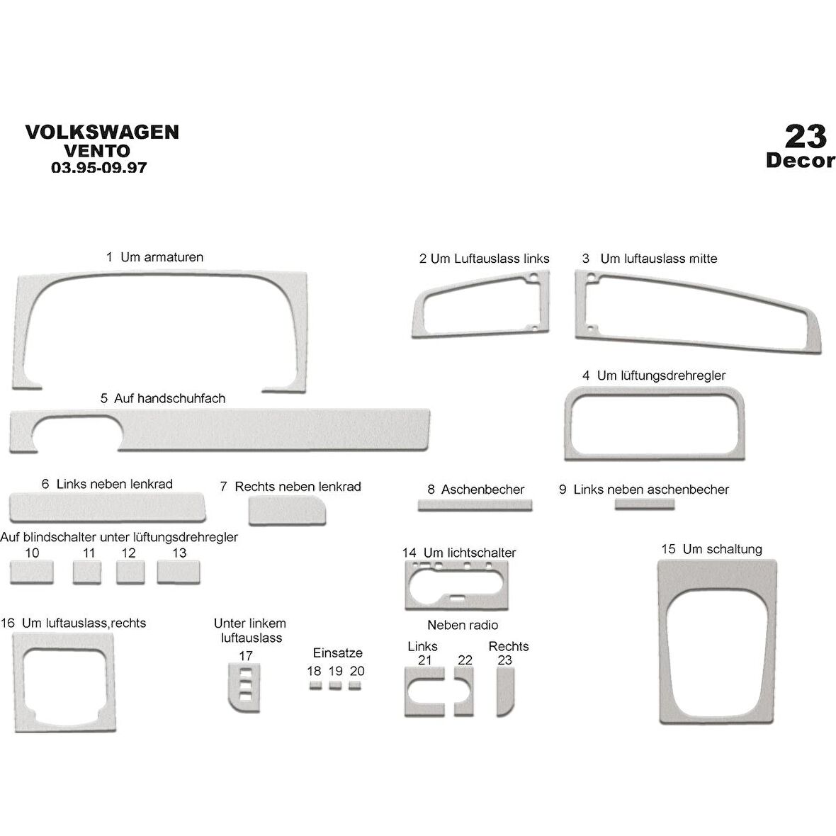 Meriç® Volkswagen Vento Ön Torpido Kaplama 23 Parça 1995-1997