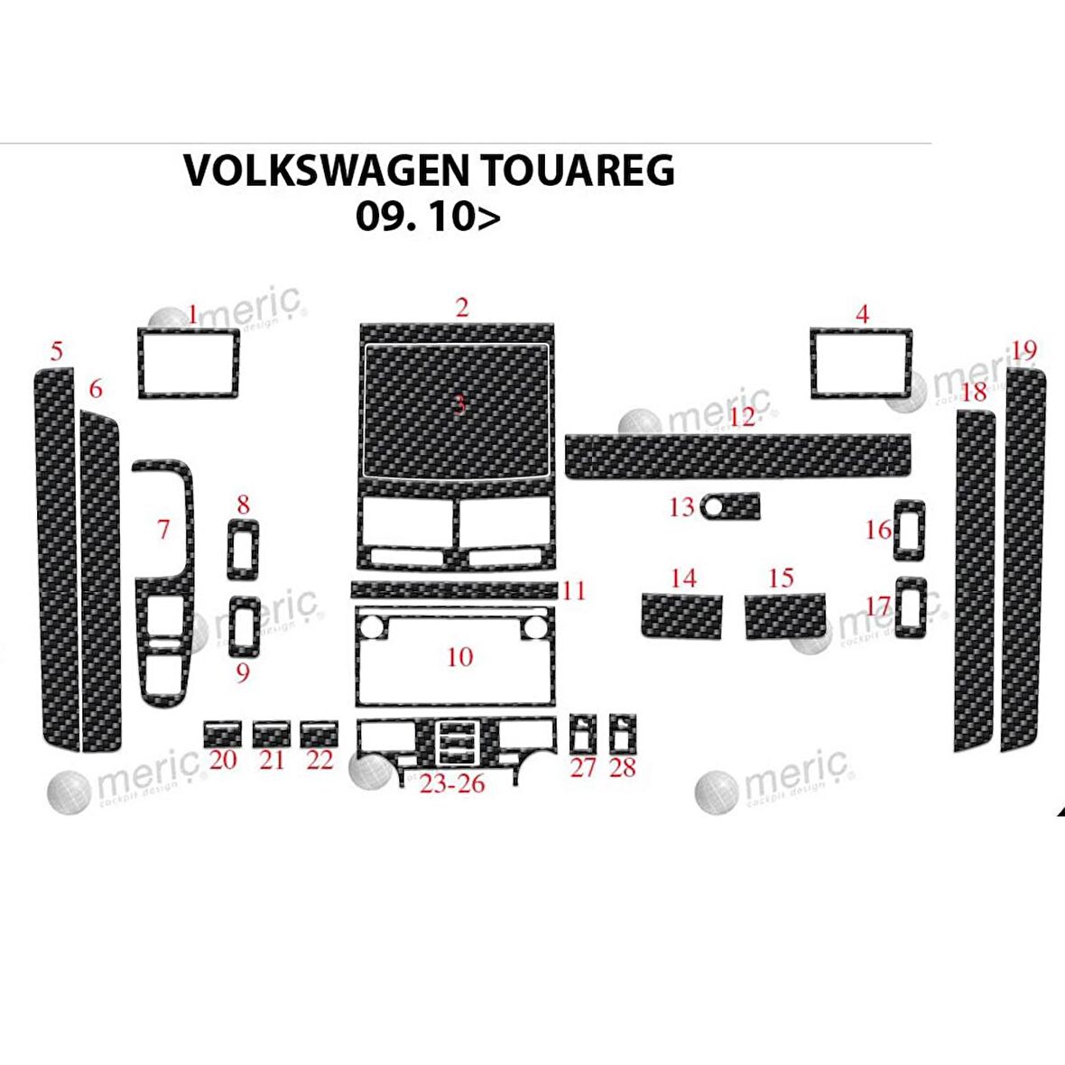 Meriç® Volkswagen Touareg Ön Torpido Kaplama 24 Parça 2010-›
