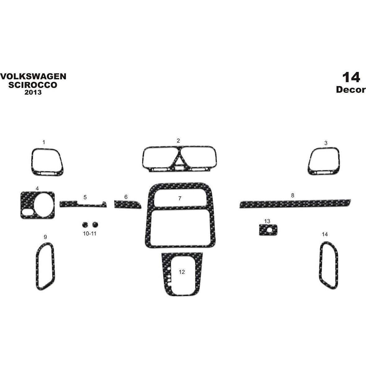 Meriç® Volkswagen Scirocco Ön Torpido Kaplama 14 Parça 2013-2018