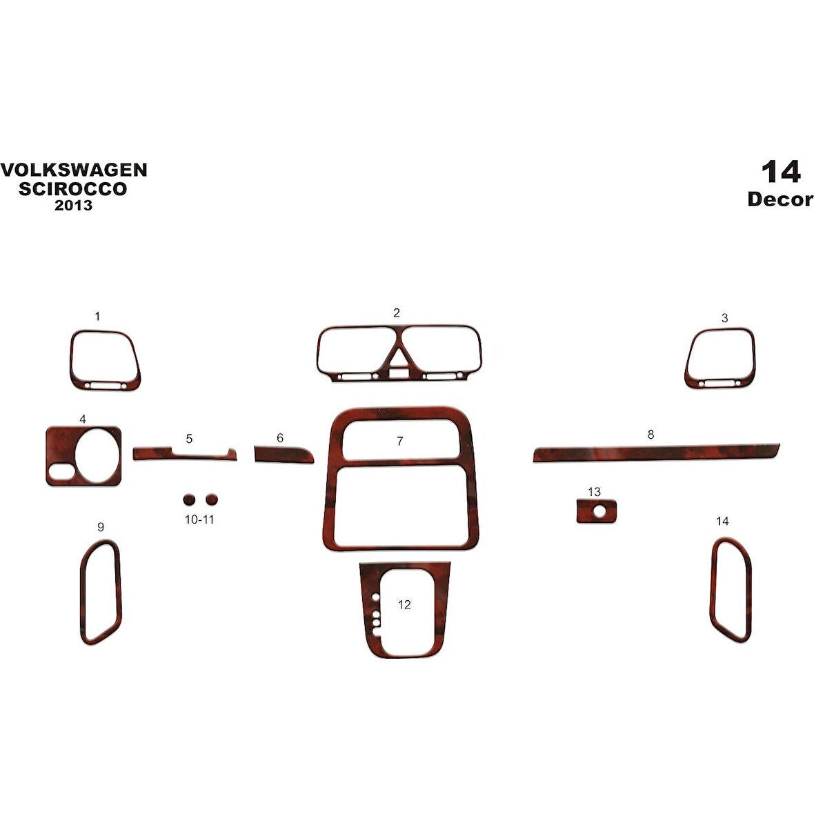 Meriç® Volkswagen Scirocco Ön Torpido Kaplama 14 Parça 2013-2018