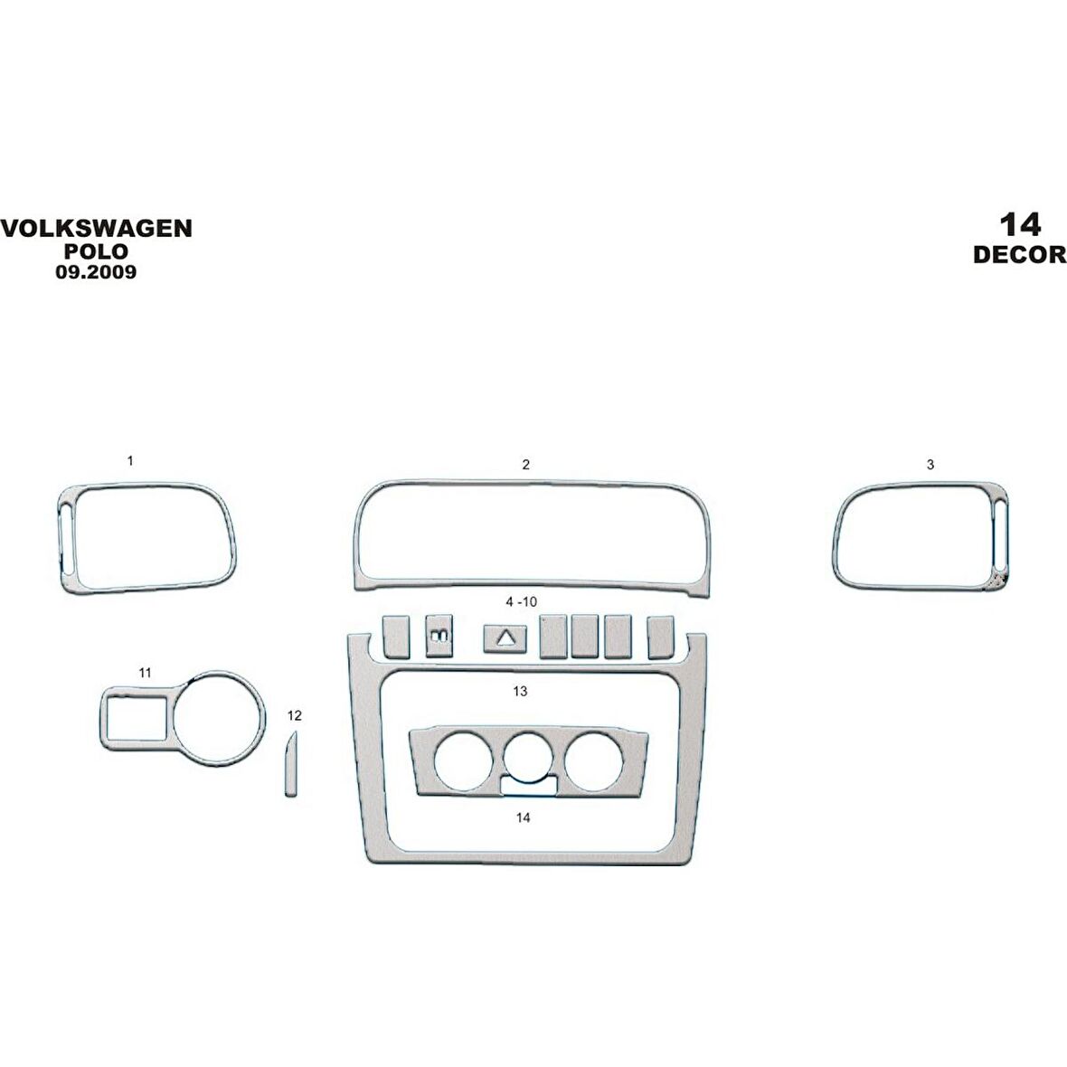 Meriç® Volkswagen Polo Ön Torpido Kaplama 14 Parça 2009-2015