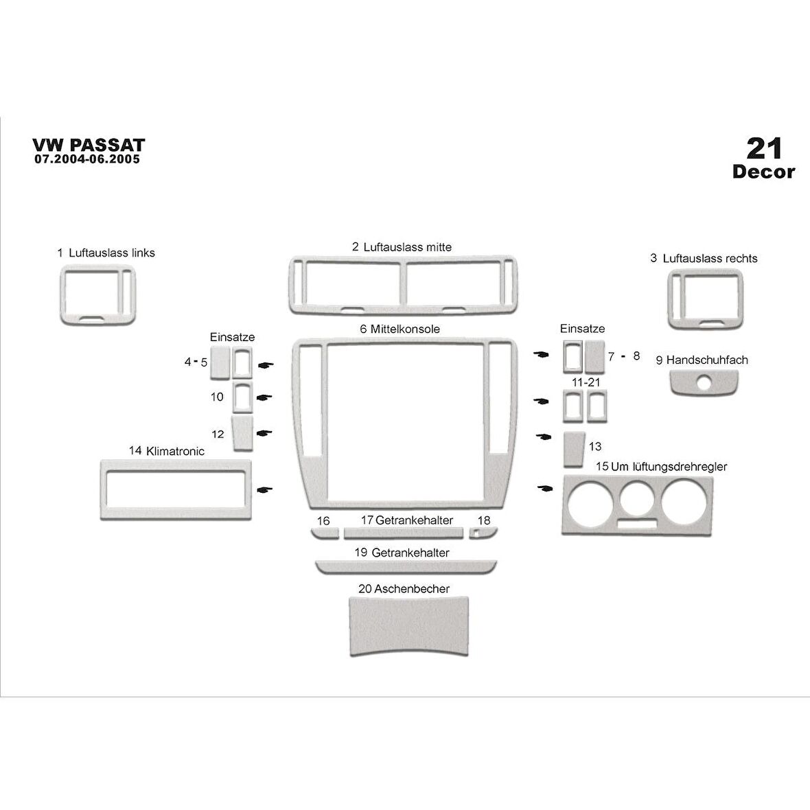 Meriç® Volkswagen Passat Ön Torpido Kaplama 21 Parça 2004-2005