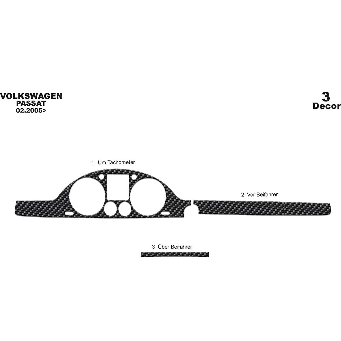 Meriç® Volkswagen Passat Ön Torpido Kaplama 3 Parça 2005-2010