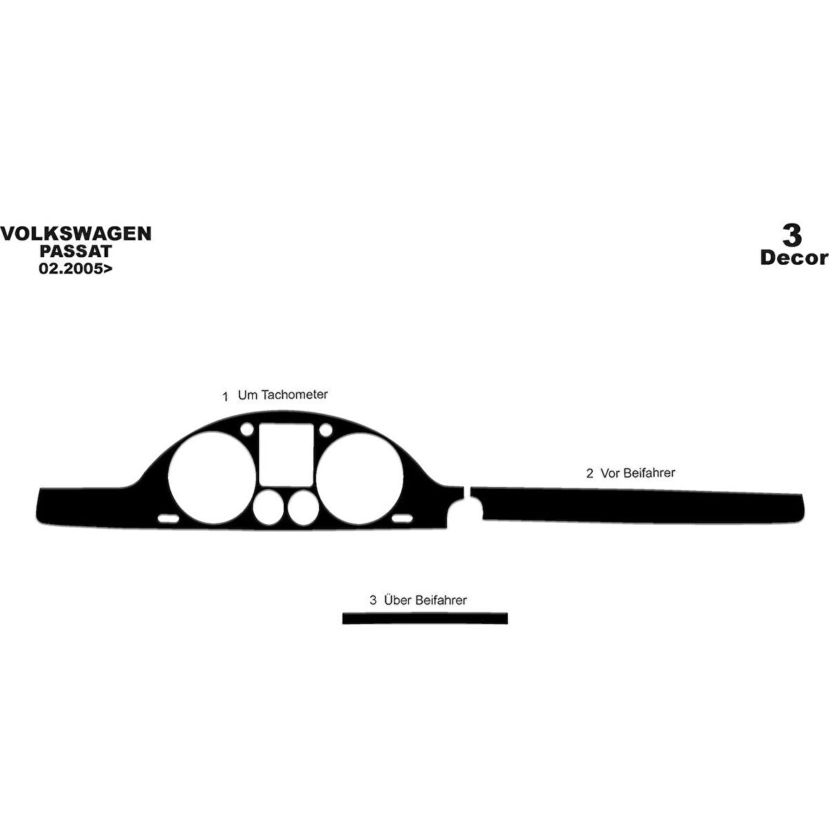 Meriç® Volkswagen Passat Ön Torpido Kaplama 3 Parça 2005-2010