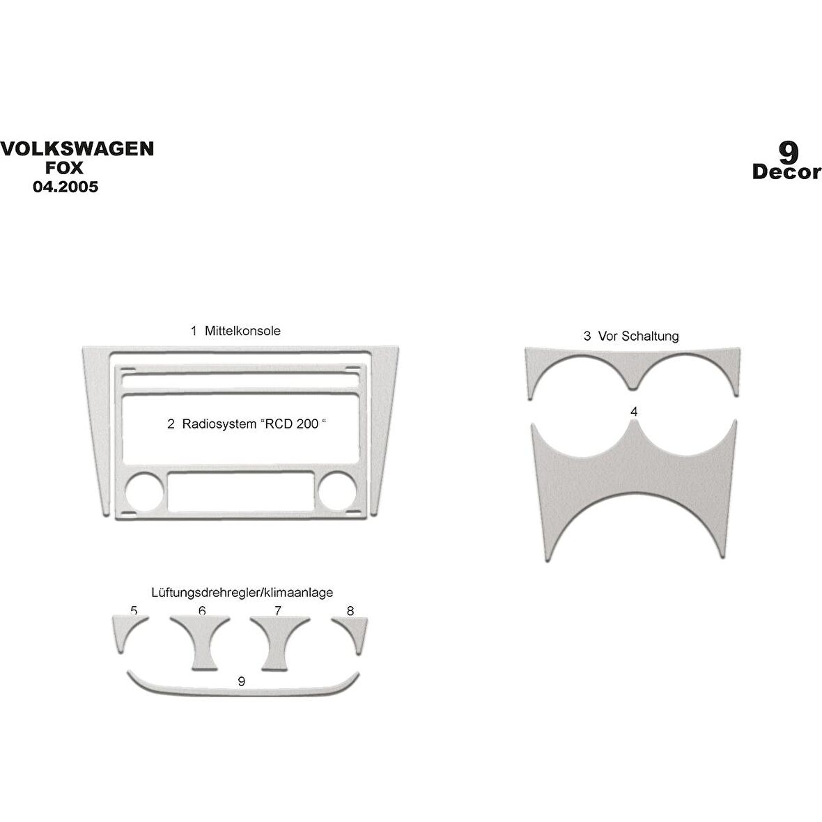 Meriç® Volkswagen Fox Ön Torpido Kaplama 9 Parça 2005-2012